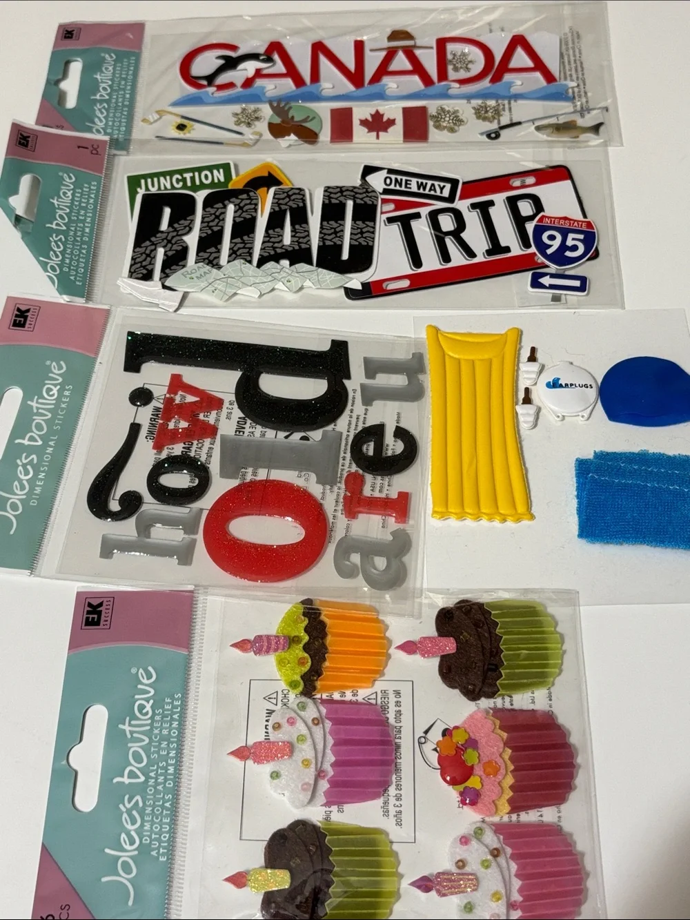 JOLEE’S BOUTIQUE Cupcake Puffy Sticker Pack CANADA ROAD TRIP SWIMMING